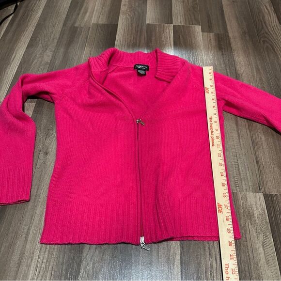 Lord & Taylor Fuchsia Zip-Up Cashmere Cardigan size S - Picture 5 of 8